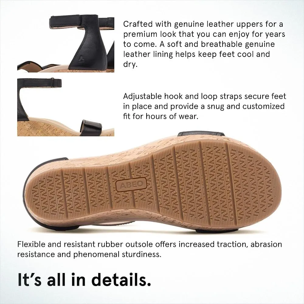 ABEO Riviera Ankle Sandals For Women | Arch Support Sandals Women's | Wedge Sandals For Women | Built-In Orthotic Insole