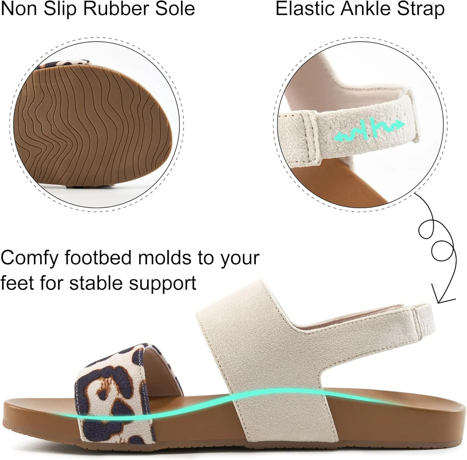 Alicegana Womens Sandals Dressy Comfortable: Summer Elastic Ankle Strap Flat Shoes Walking Beach Sandals for Women 2025