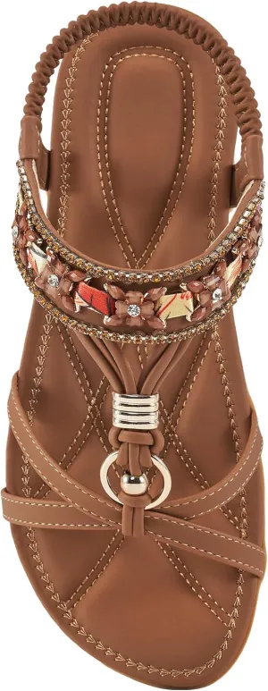 Alicegana Women's Sandals Dressy Flat: Summer Comfortable Shoes Bohemian Casual Beach Walking