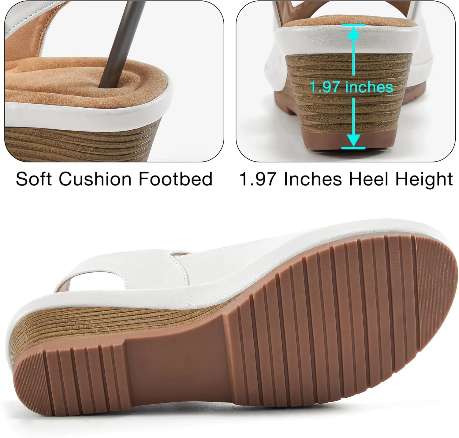 Alicegana Womens Wedge Sandals Comfortable Low Heel Dressy Summer Platform Shoes Ankle Strap Casual Non Slip Wedges