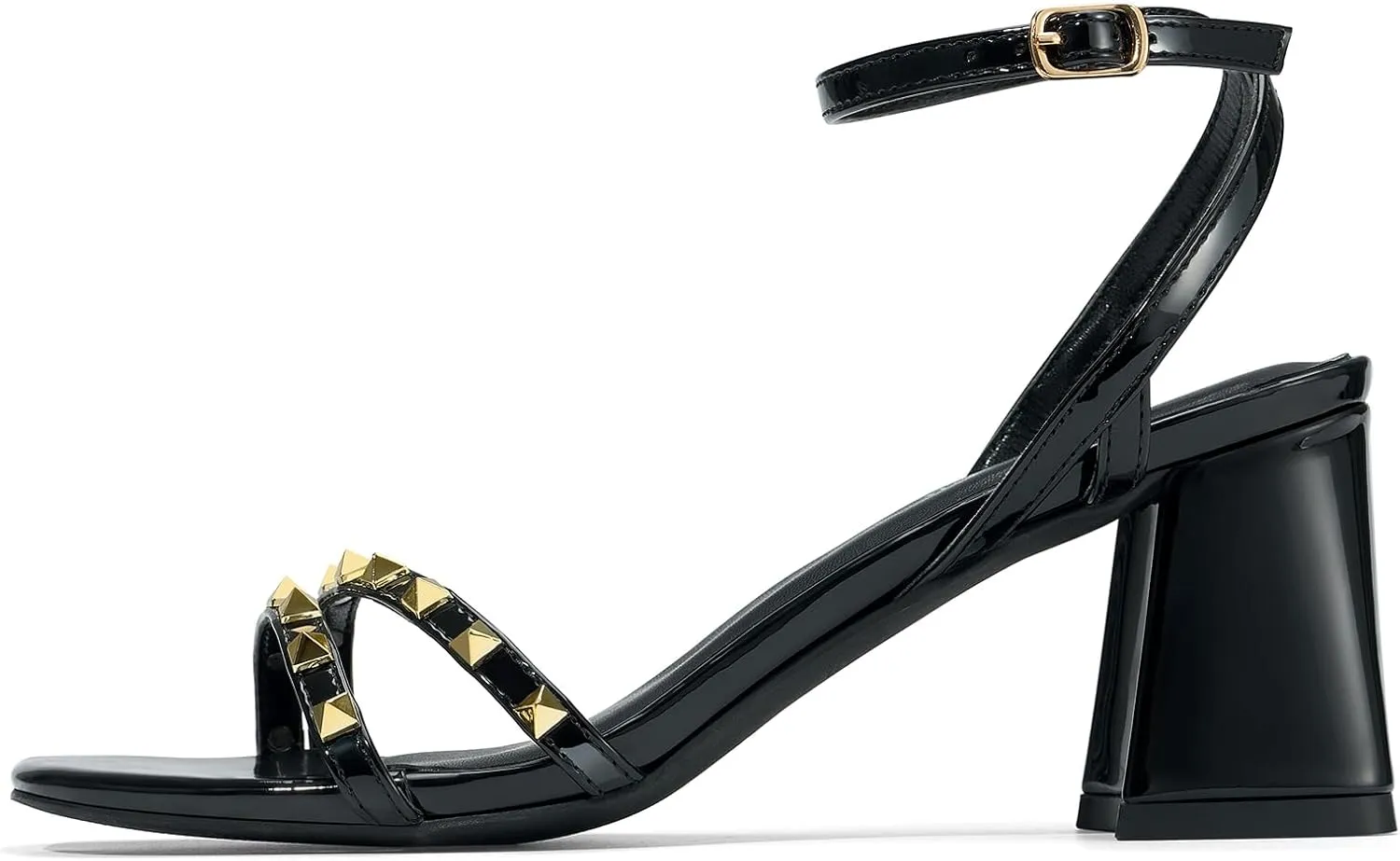 ALICEPUB Women's Chunky Block Heels Strappy Heels Square Open Toe Heeled Sandals Short Heels Comfortable Dressy Shoes Wedding Bridal Party