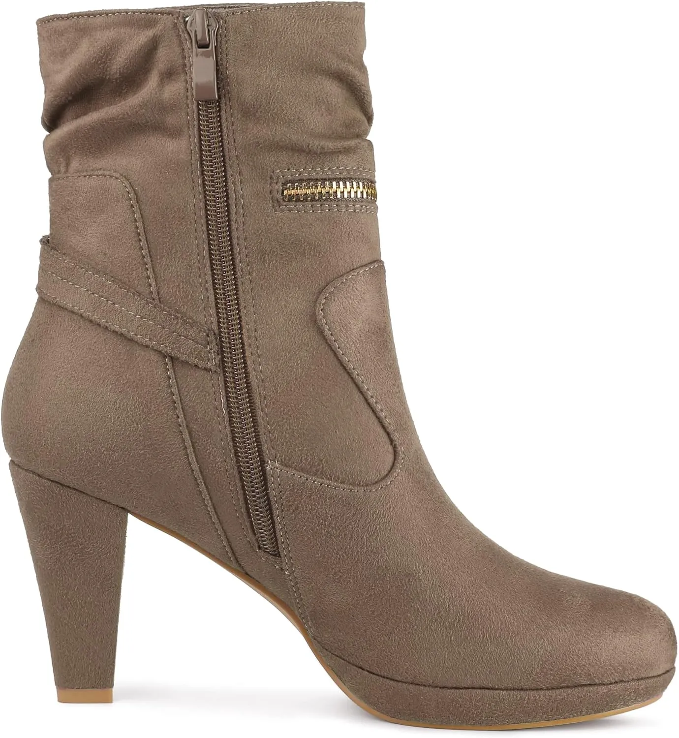 Allegra K Women's Ankle Zip Platform High Heel Mid Calf Boots