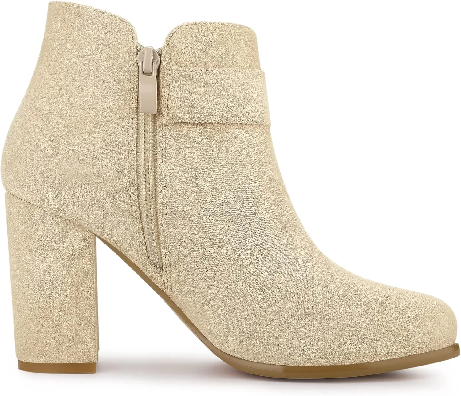 Allegra K Women's Buckle Side Zip Chunky Heels Ankle Boots