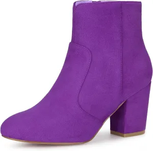 Allegra K Women's Heel Boots Round Toe Chunky Heels Ankle Boots