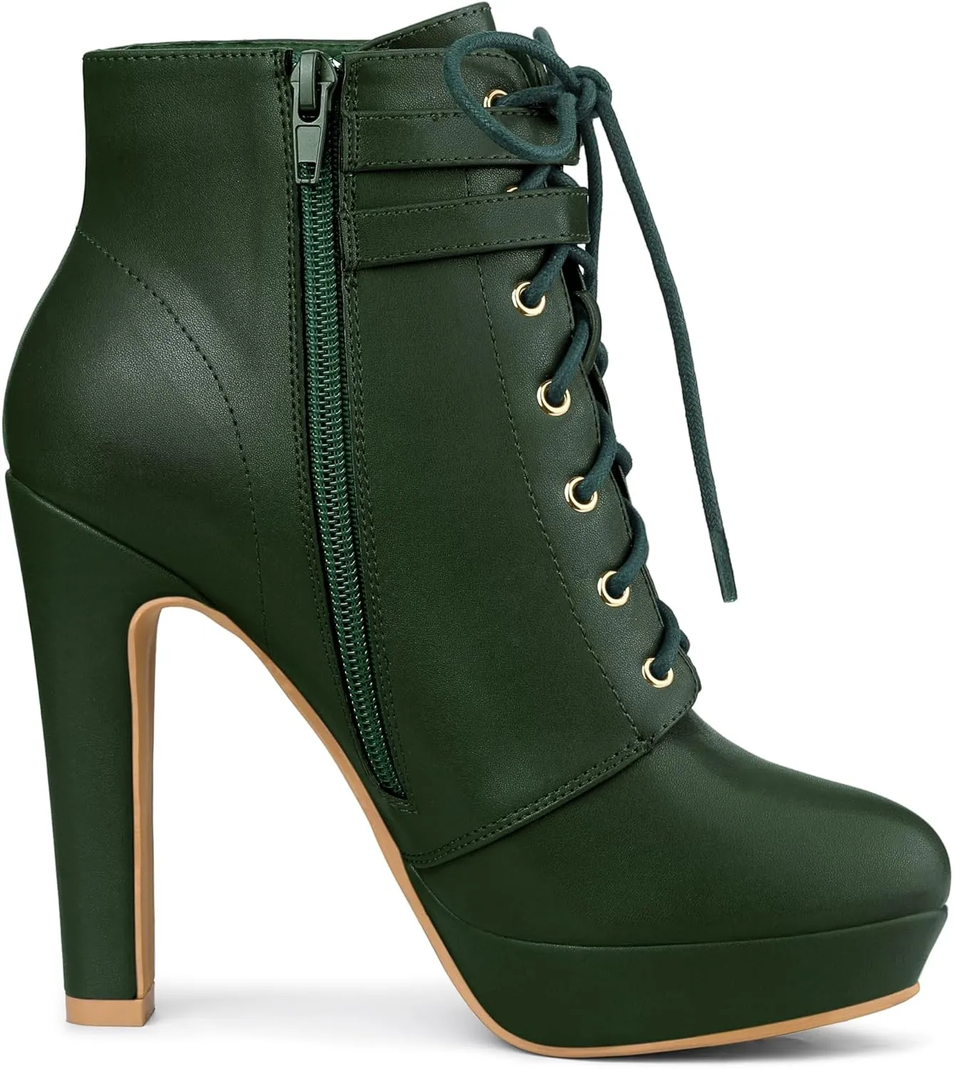 Allegra K Women's Lace Up Strap Platform Block Heels Ankle Boots