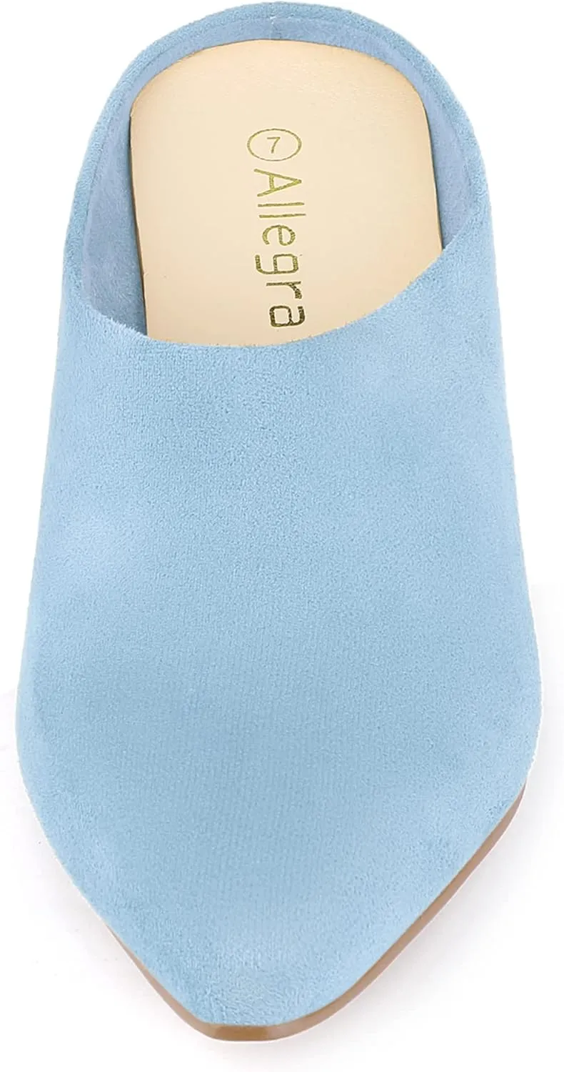 Allegra K Women's Pointed Toe Slip on Block Heel Slide Mules
