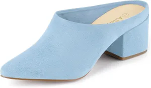 Allegra K Women's Pointed Toe Slip on Block Heel Slide Mules