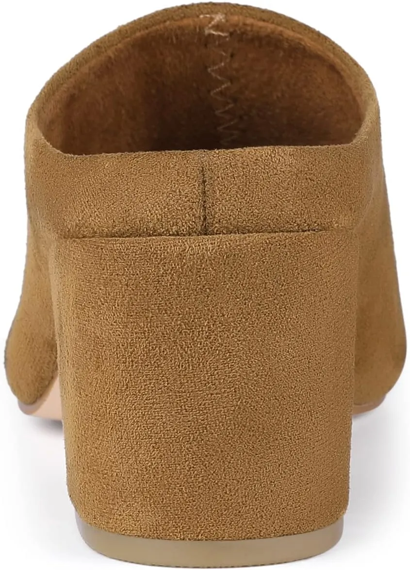 Allegra K Women's Pointed Toe Slip on Block Heel Slide Mules