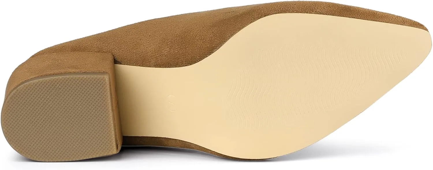 Allegra K Women's Pointed Toe Slip on Block Heel Slide Mules