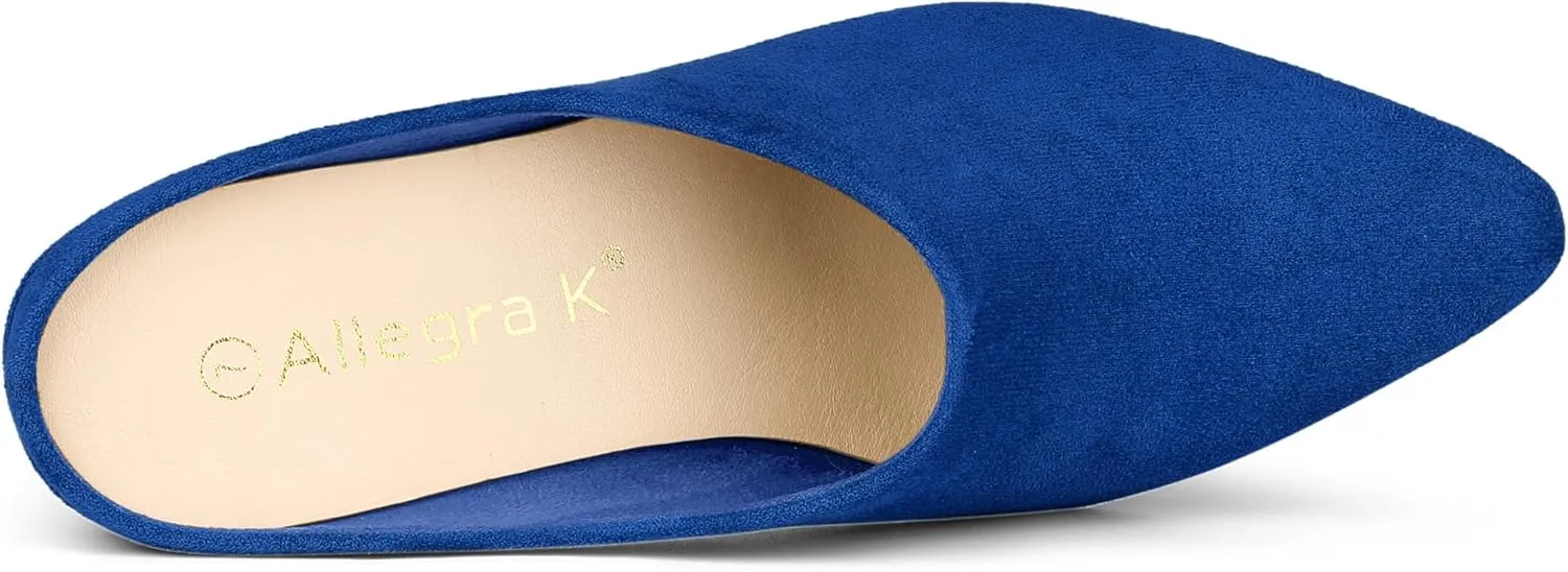 Allegra K Women's Pointed Toe Slip on Block Heel Slide Mules