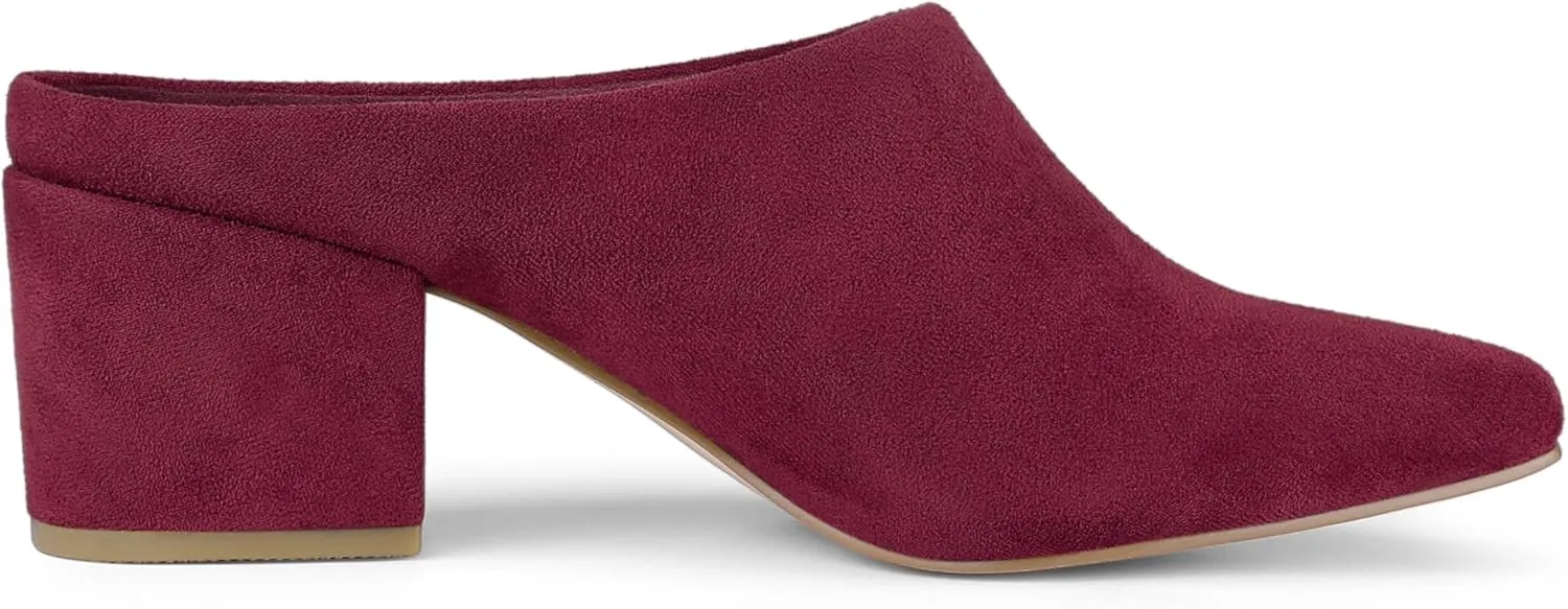 Allegra K Women's Pointed Toe Slip on Block Heel Slide Mules