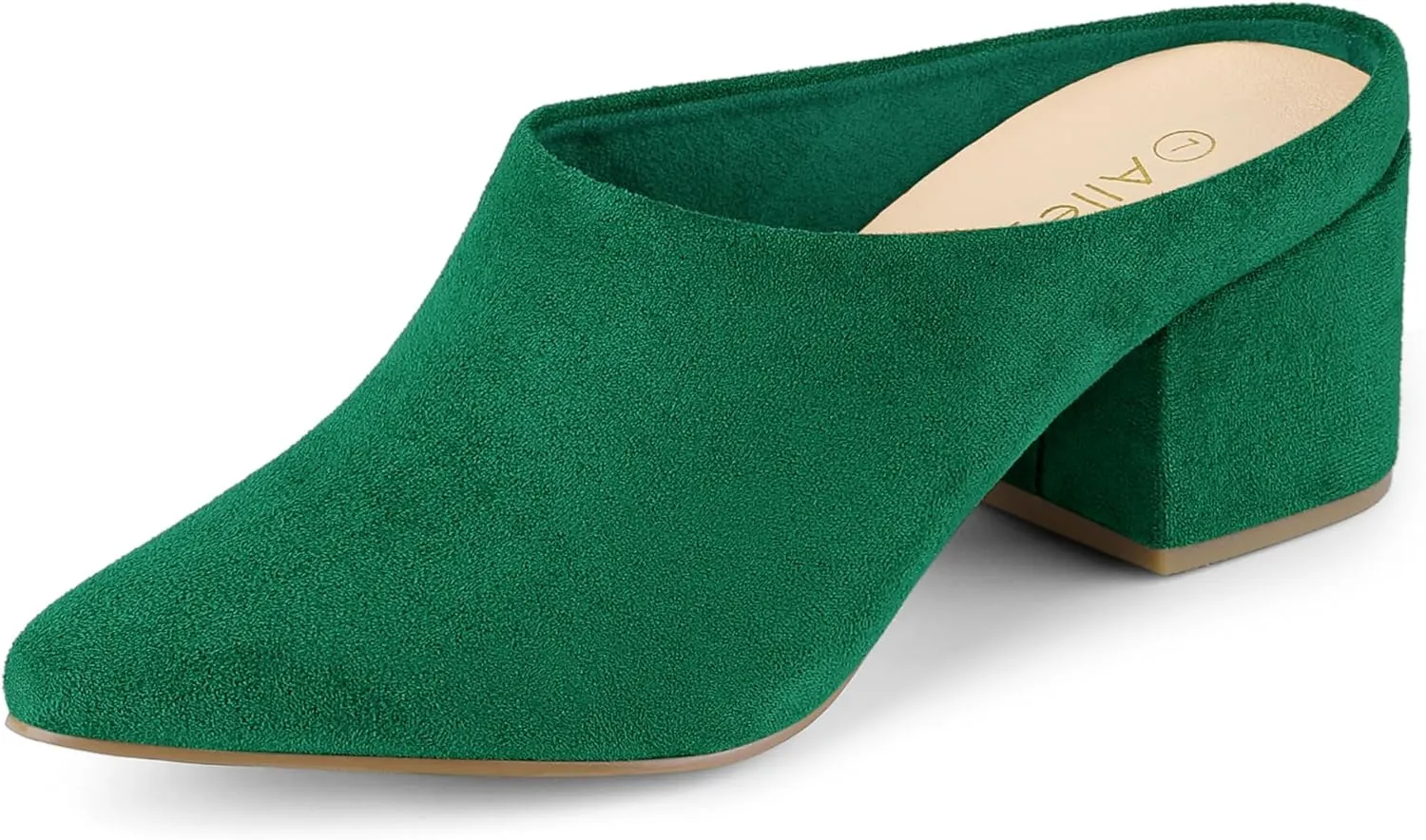 Allegra K Women's Pointed Toe Slip on Block Heel Slide Mules