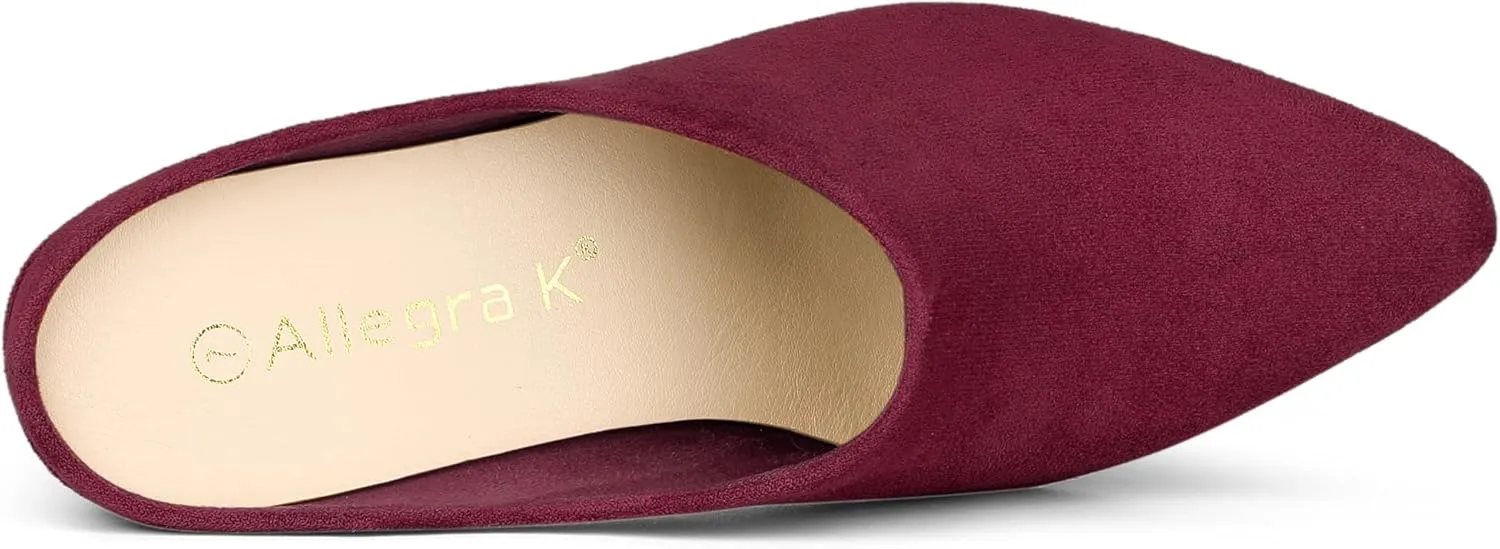 Allegra K Women's Pointed Toe Slip on Block Heel Slide Mules