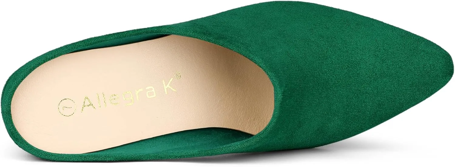 Allegra K Women's Pointed Toe Slip on Block Heel Slide Mules