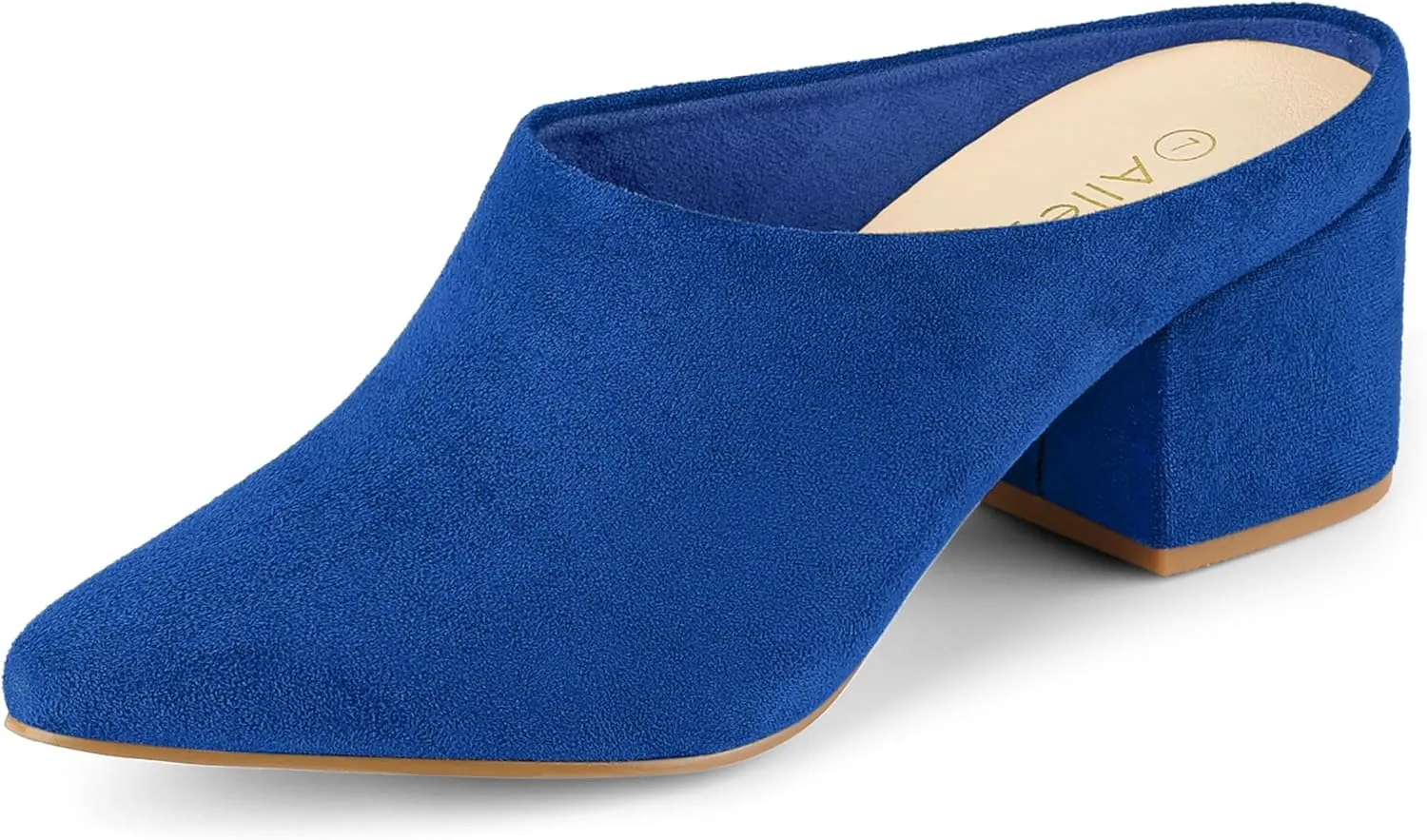 Allegra K Women's Pointed Toe Slip on Block Heel Slide Mules