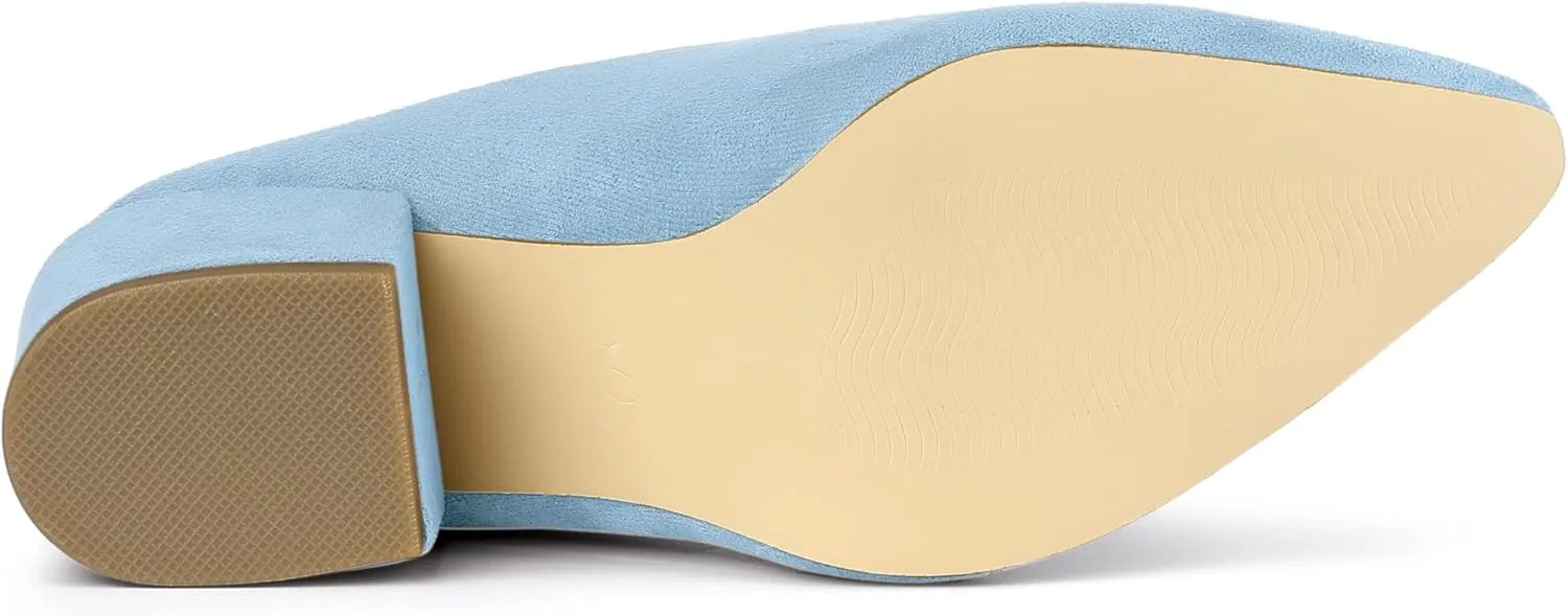 Allegra K Women's Pointed Toe Slip on Block Heel Slide Mules