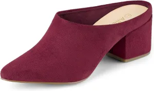 Allegra K Women's Pointed Toe Slip on Block Heel Slide Mules