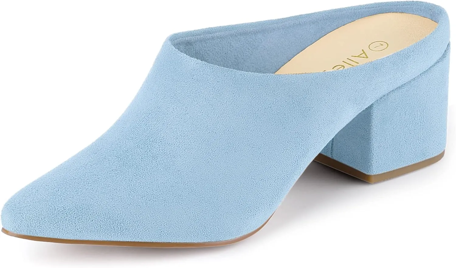 Allegra K Women's Pointed Toe Slip on Block Heel Slide Mules