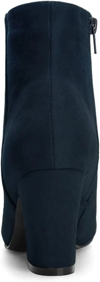 Allegra K Women's Round Toe Side Zip Chunky Heel Ankle Boots