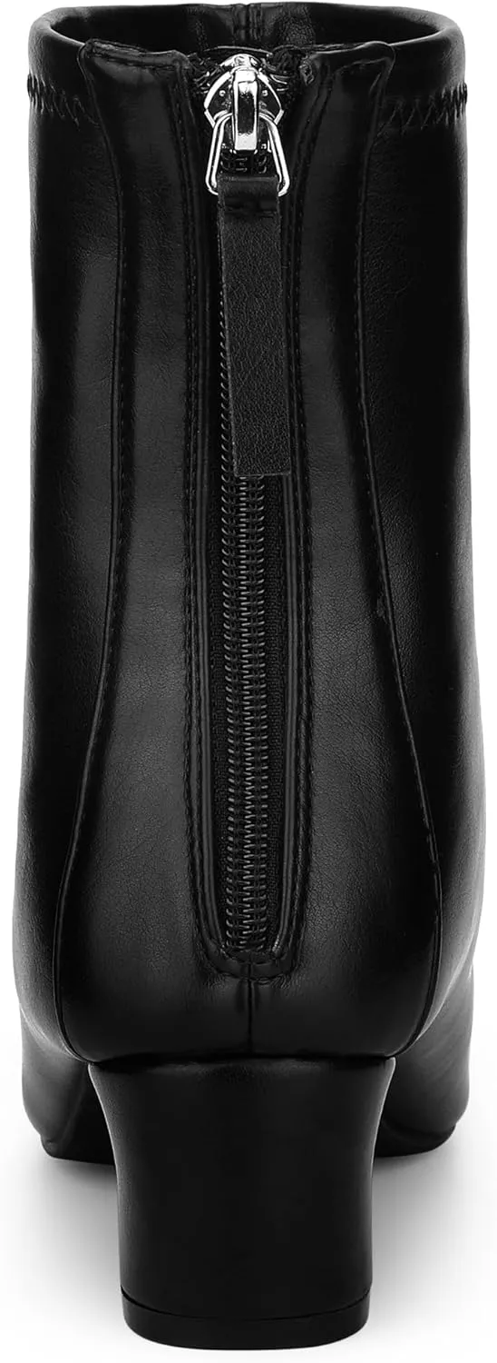 Allegra K Women's Square Toe Block Heels Ankle Boots
