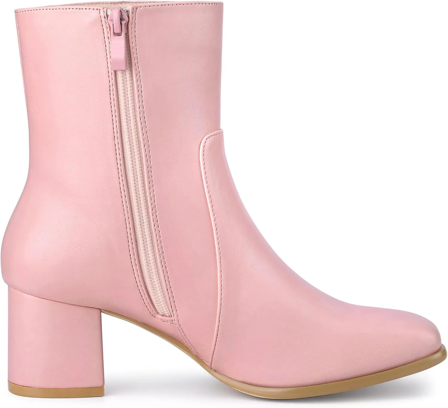 Allegra K Women's Square Toe Side Zip Block Heel Ankle Boots