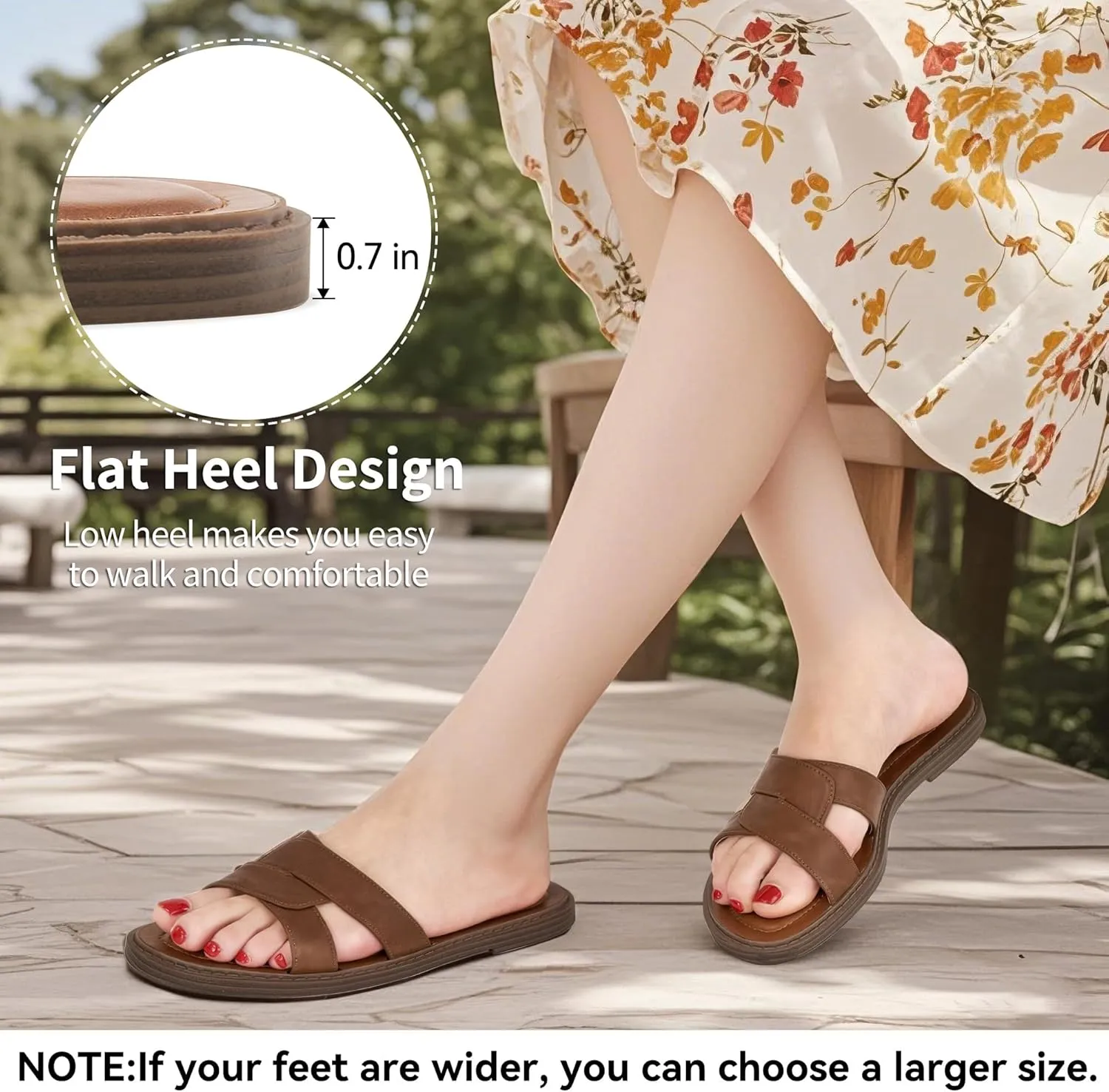 Almusen Womens flats Sandals Slides: Comfort Fashion Cross Slip On Dressy Summer Walking Beach Shoes - Open Toe Work Slide Sandal for Women