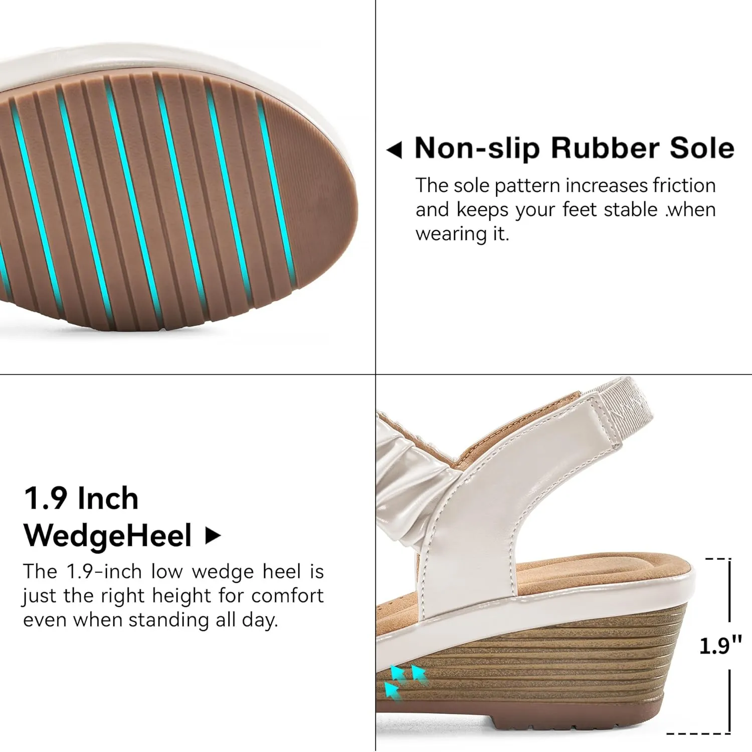 Almusen Womens Wedge Sandals Dressy: Comfortable Elastic Ankle Strap Summer Low Heel Work Sandals for Women Fashion Cross Band Wedding Shoes