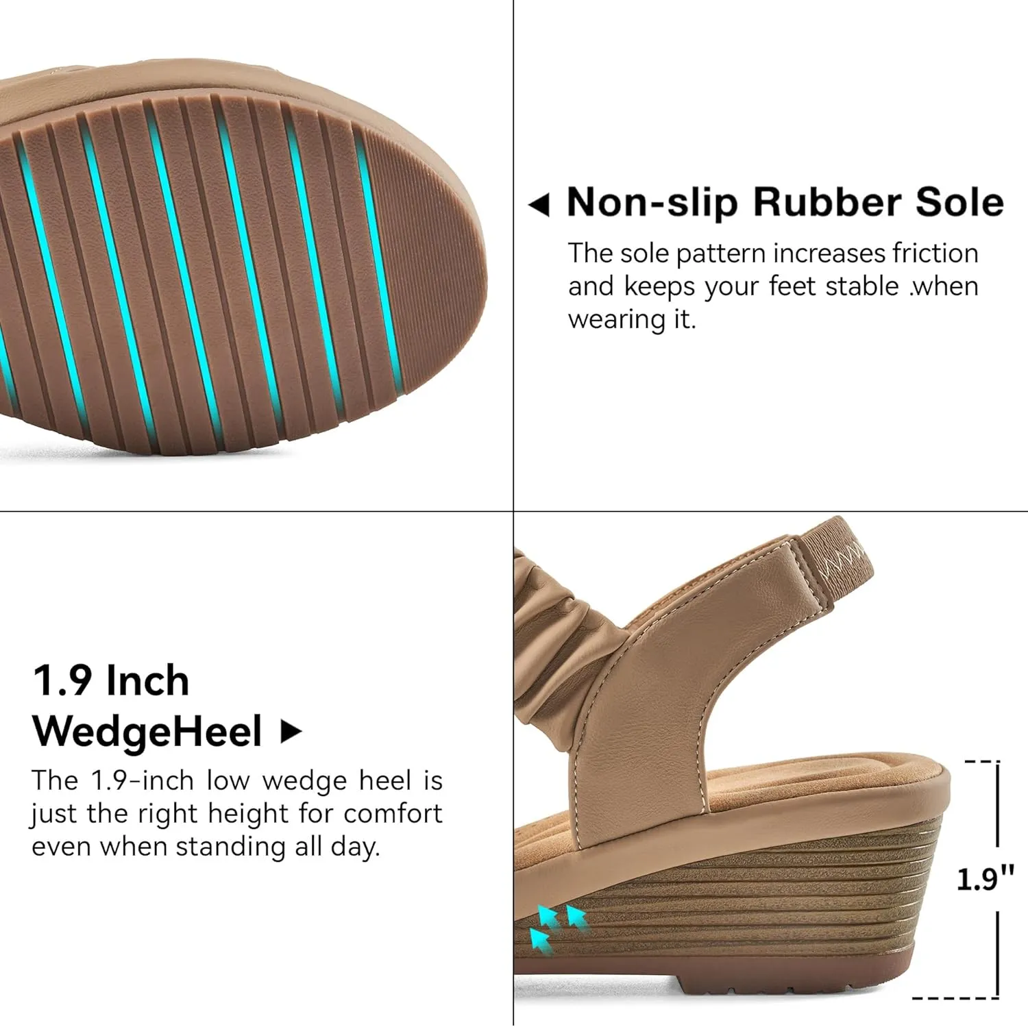 Almusen Womens Wedge Sandals Dressy: Comfortable Elastic Ankle Strap Summer Low Heel Work Sandals for Women Fashion Cross Band Wedding Shoes