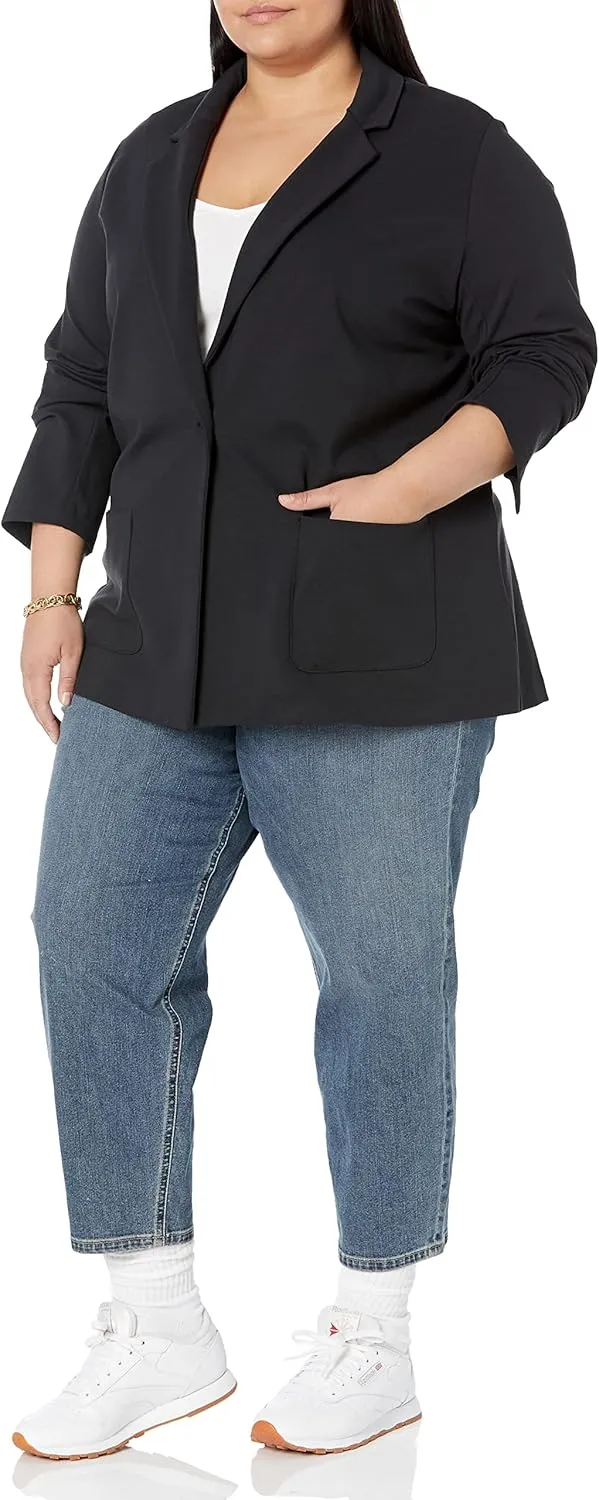 Amazon Essentials Women's Relaxed-Fit Soft Ponte Blazer