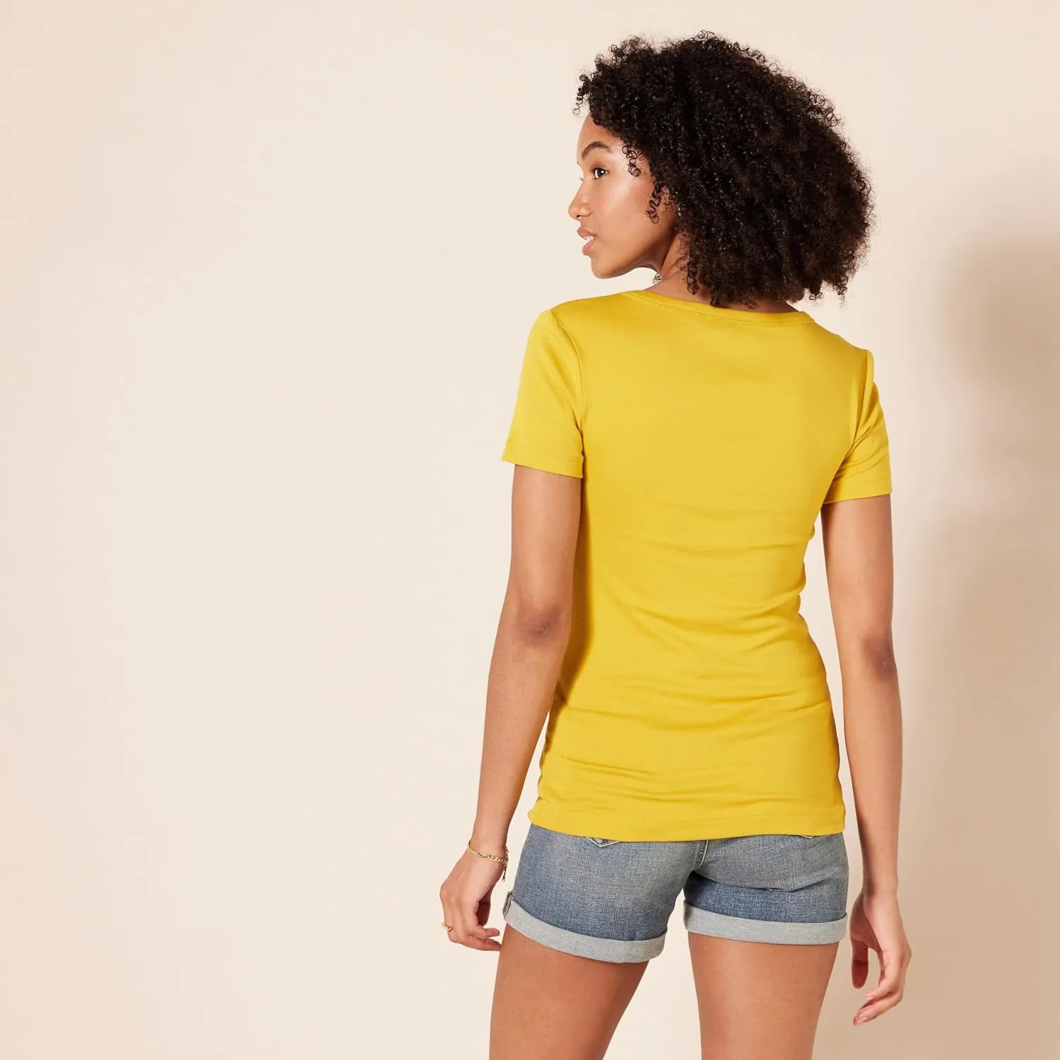 Amazon Essentials Women's Slim-Fit Short-Sleeve V-Neck T-Shirt, Pack of 2