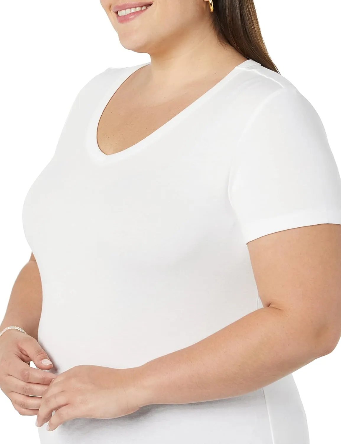 Amazon Essentials Women's Slim-Fit Short-Sleeve V-Neck T-Shirt, Pack of 2