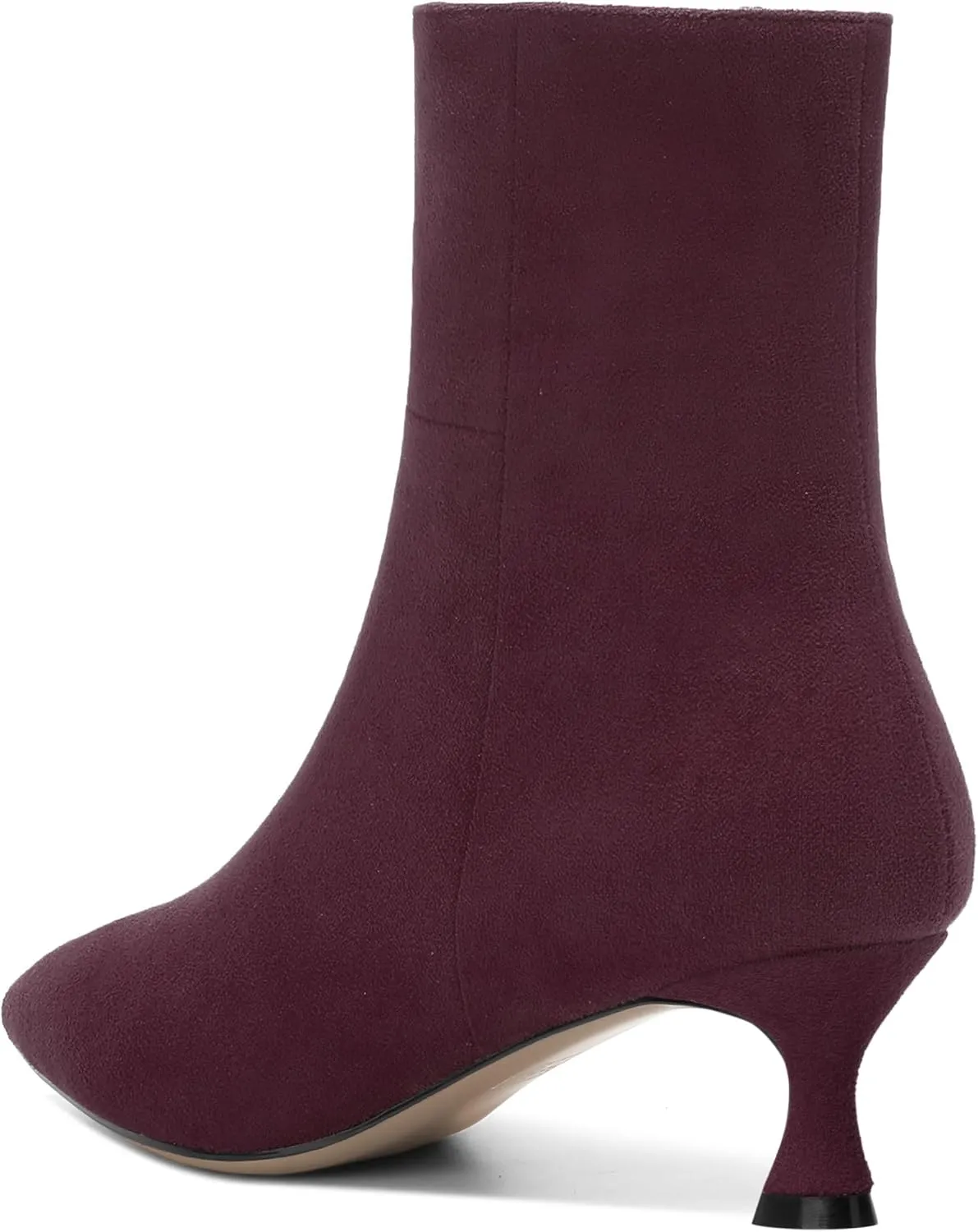 AMBELIGHT Womens Solid Casual Zip Suede Pointed Toe Business Kitten Low Heel Ankle High Boots 2 Inch