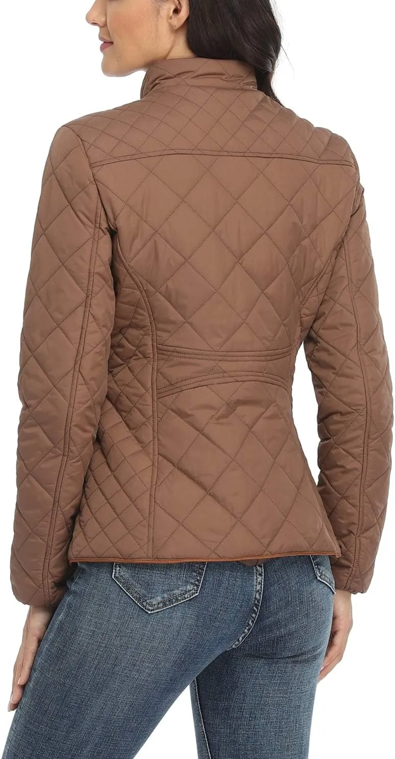 Anienaya Women's Lightweight Quilted Jacket Stand Collar Zip Warm Winter Coat Outwear w 2 Pockets