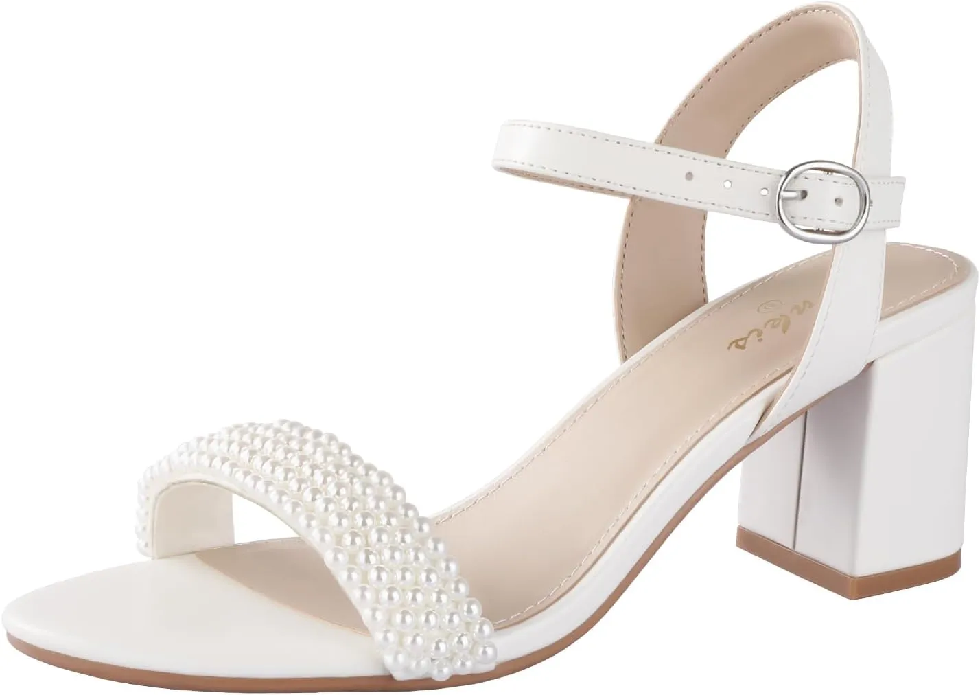 Ankis Nude Black Heels, 2.5'' Block Chunky White Clear Silver Heel Dressy Open Toe Heels For Women Ankle Strap Low Short Thick Strappy Dress Comfortable Sandal Casual Party Wedding Event Summer Shoes