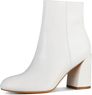 Ankle Boots for Women Square Toe Short Boots Side Zipper Low Heel Ankle Booties Fashion Comfort Dressy Lady Shoes