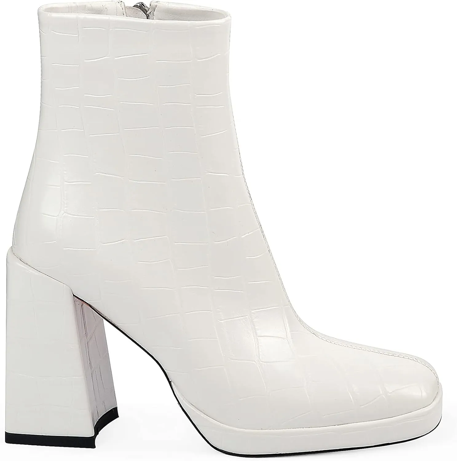 ANN CREEK Women's Ankle Boots Chunky Heel Booties Side Zipper Square Toe High Heel Casual Boots