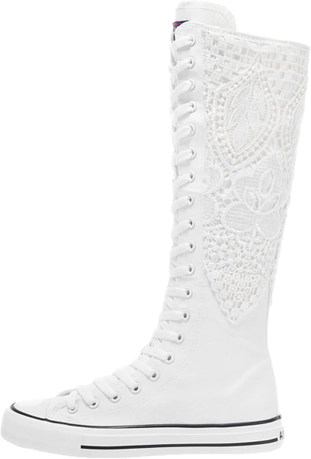 ANUFER Women Fashion Canvas Dance Boots Knee High Bicycling Boots Girls Fancy School Shoes