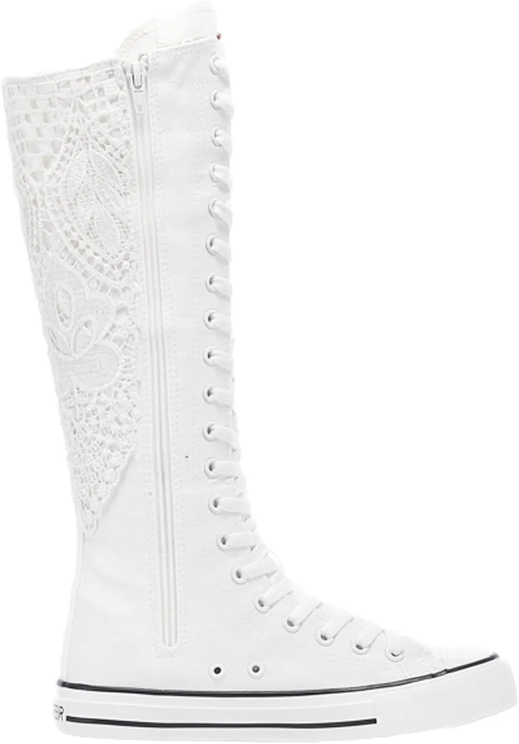 ANUFER Women Fashion Canvas Dance Boots Knee High Bicycling Boots Girls Fancy School Shoes