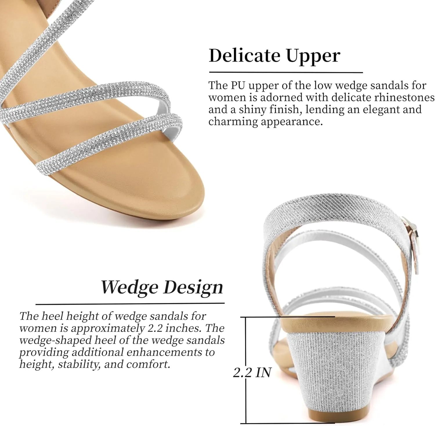 Aomigoct Womens Wedge Dressy Sandals: Sparkly Casual Summer Wedding Sandals for 2025