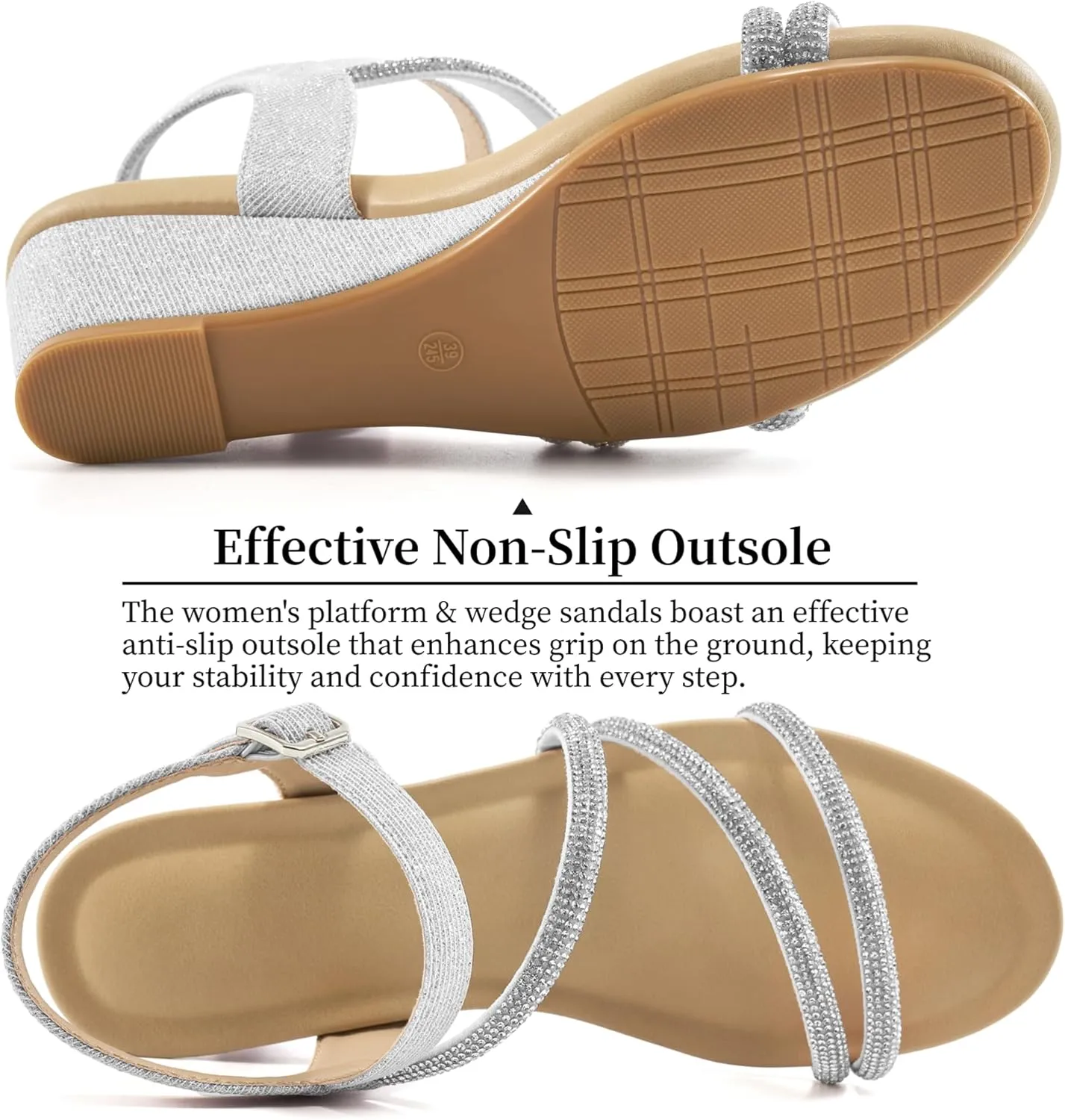 Aomigoct Womens Wedge Dressy Sandals: Sparkly Casual Summer Wedding Sandals for 2025