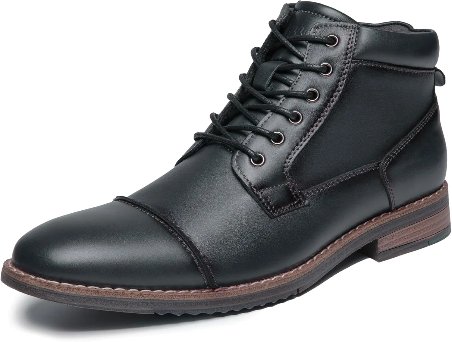 Arkbird Mens Oxford Leather Dress Boots Classic Cap Toe Side Zip Mid Top Casual Ankle Boots for Men