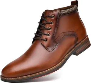 Arkbird Mens Oxford Leather Dress Boots Classic Cap Toe Side Zip Mid Top Casual Ankle Boots for Men