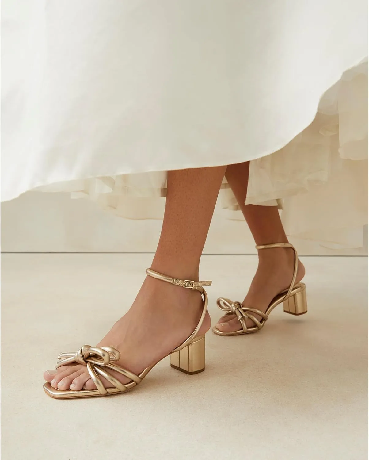 Arqa Bow-embellished Natural Raffia Heeled Sandals for Women Open Squared Toe Block Mid Heel Ankle Strap Sandal Summer Wedding Party Dressy Shoes