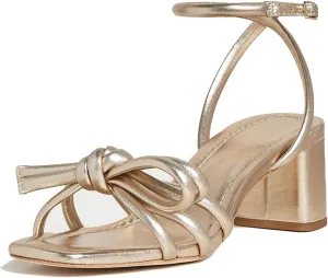 Arqa Bow-embellished Natural Raffia Heeled Sandals for Women Open Squared Toe Block Mid Heel Ankle Strap Sandal Summer Wedding Party Dressy Shoes