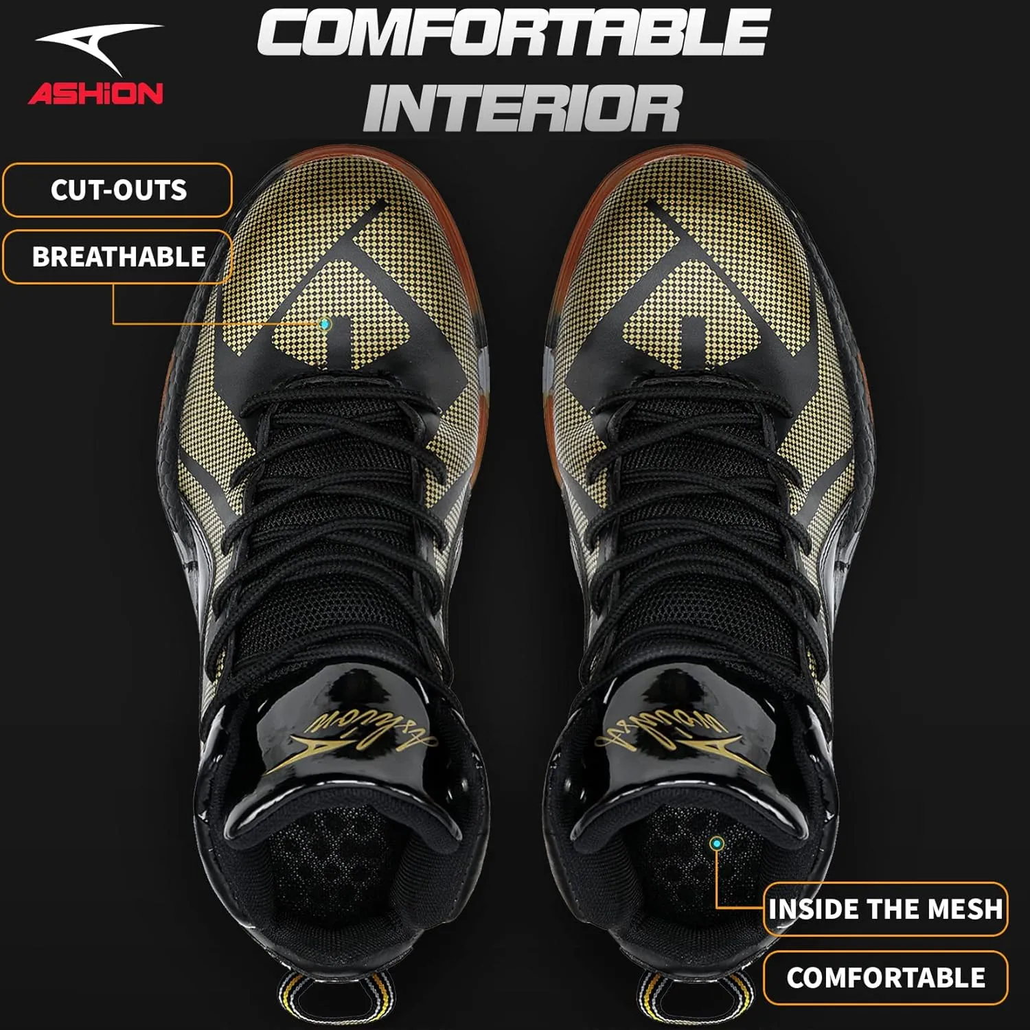 ASHION Mens Basketball Shoes Lightweight Breathable Sneakers Anti Slip Sports Shoes for Running Walking