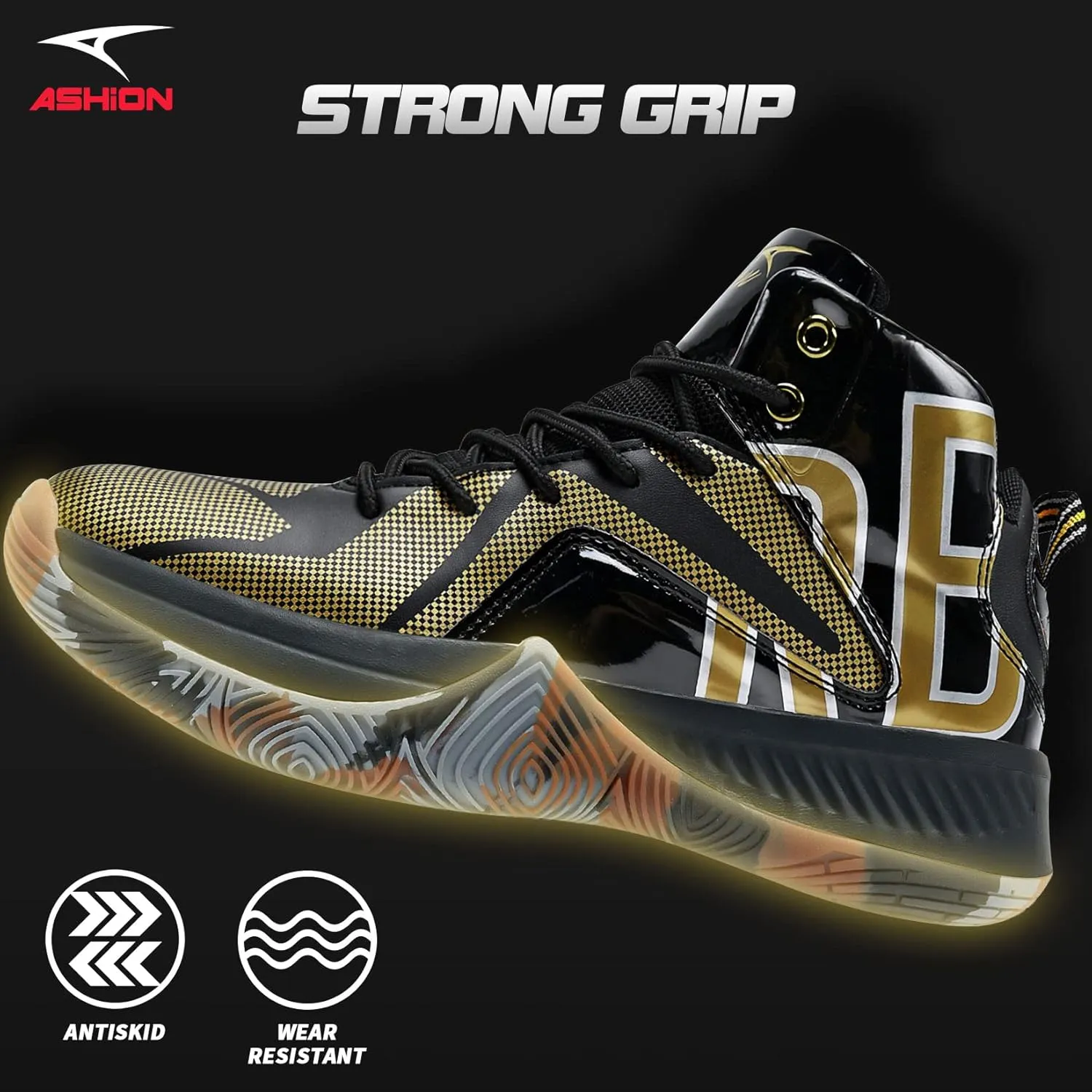 ASHION Mens Basketball Shoes Lightweight Breathable Sneakers Anti Slip Sports Shoes for Running Walking