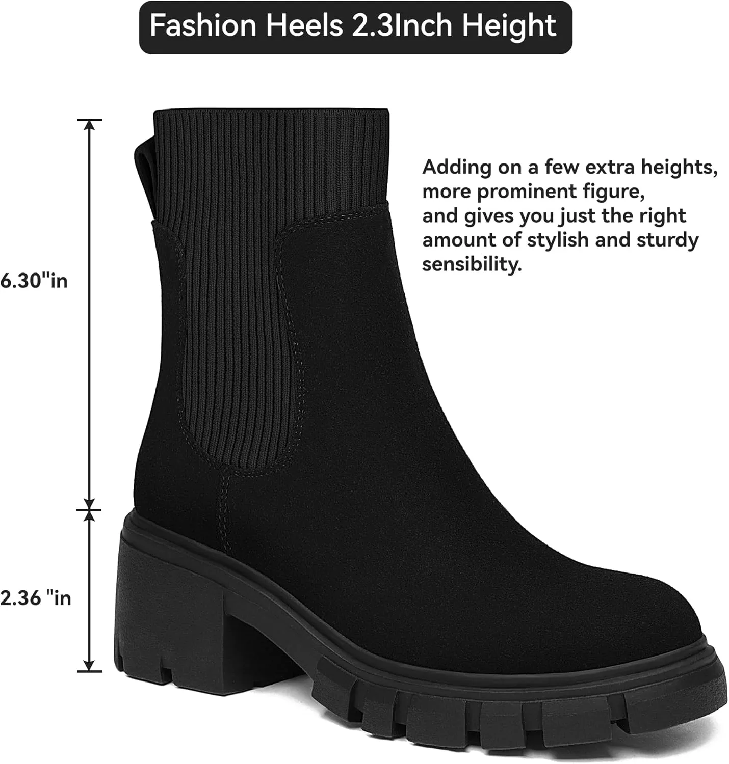 Athlefit Women's Chelsea Boots Fashion Slip on Platform Ankle Boots Lug Sole Chunky Booties