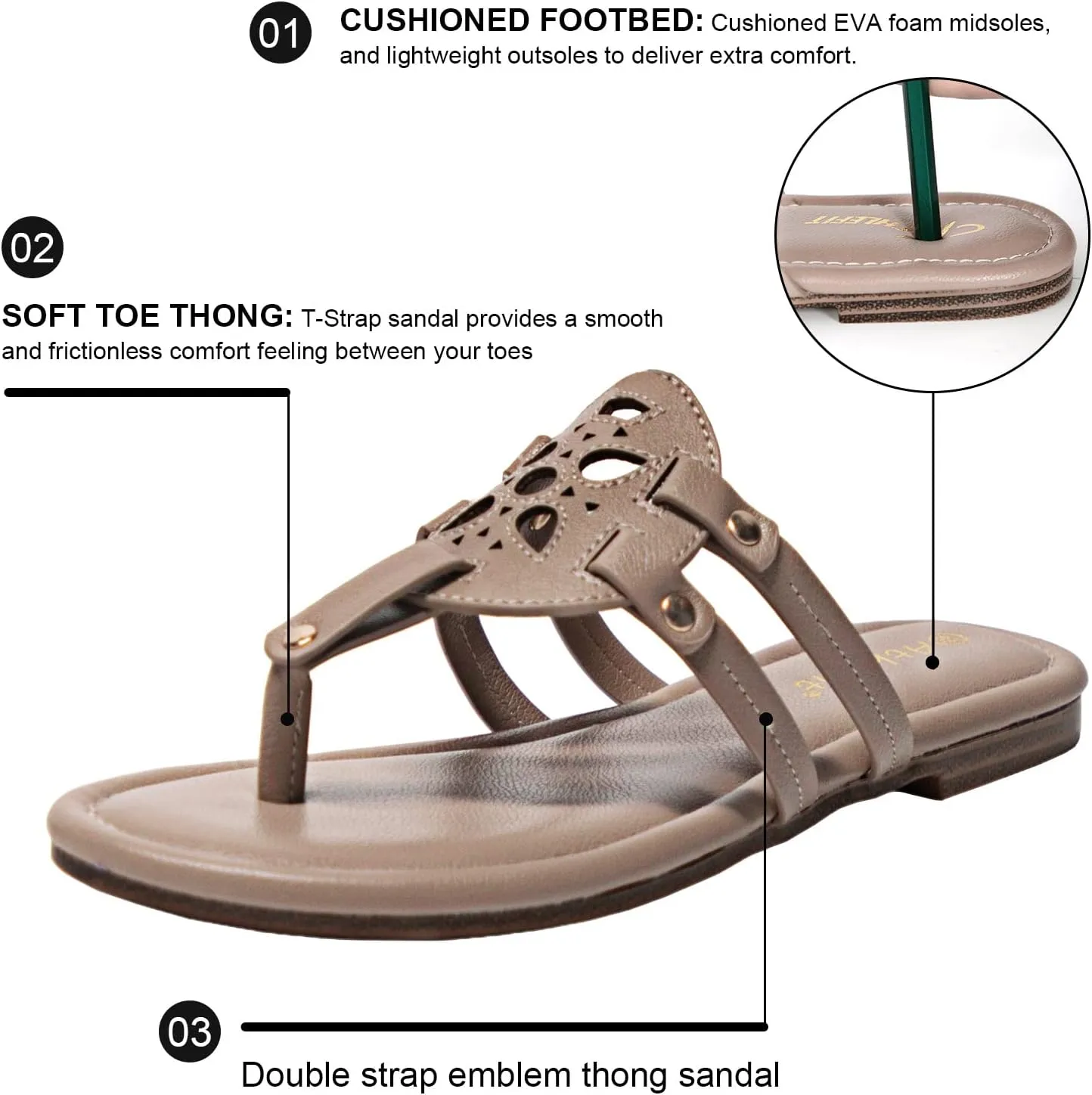 Athlefit Womens Flat Sandals Flip Flops Casual Slip on Comfortable Thong Beach Sandal for Women Dressy