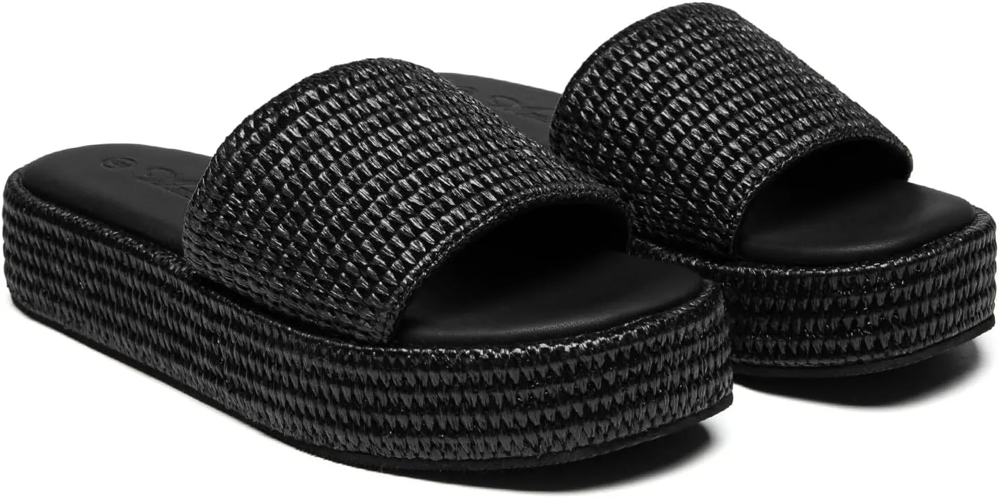 Athlefit Women's Slip On Platform Sandals Casual Bohemia Open Toe Summer Beach Flatform Slide Sandals