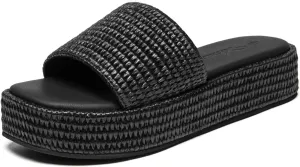 Athlefit Women's Slip On Platform Sandals Casual Bohemia Open Toe Summer Beach Flatform Slide Sandals
